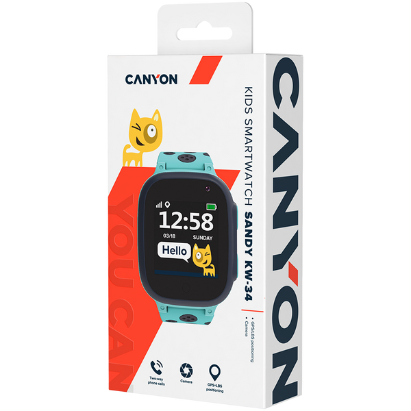 Детские смарт-часы CANYON KW-34 Sandy с GPS Синий (CNE-KW34BL), Синий