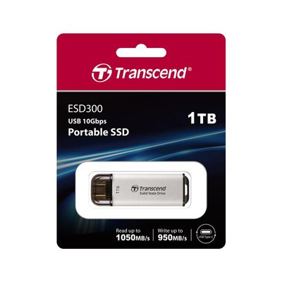Портативний SSD Transcend 1TB USB 3.1 Gen 2 Type-C ESD300 Silver (TS1TESD300S)