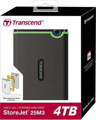Жорсткий диск Transcend StoreJet 25M3S 4 TB TS4TSJ25M3S 2.5" USB 3.1 Gen 1 External Iron Gray