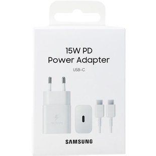 Зарядний пристрій мережевий Samsung 15 Вт USB-C з кабелем USB-C > USB-C 1 м, білий (EP-T1510XWEGEU)