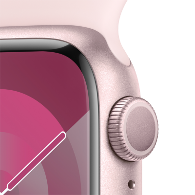 Смарт-годинник Apple Watch Series 9 GPS 41mm Pink Aluminium Case with Pink Sport Band - S/M (MR933QP/A) - Suricom