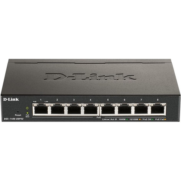 Керований PoE-комутатор D-Link DGS-1100-08PV2 8&times;GE PoE 64 Вт Easy Smart (DGS-1100-08PV2)