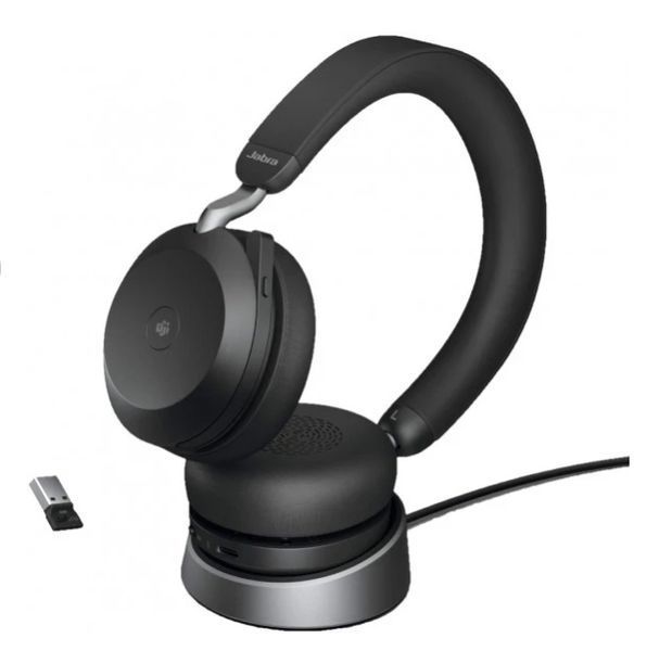 Безпровідні навушники Jabra Evolve2 75 MS Stereo USB-A + База Black (27599-999-989)