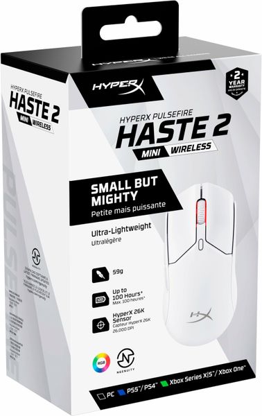 Ігрова миша HyperX Pulsefire Haste 2 Mini WL White (7D389AA)
