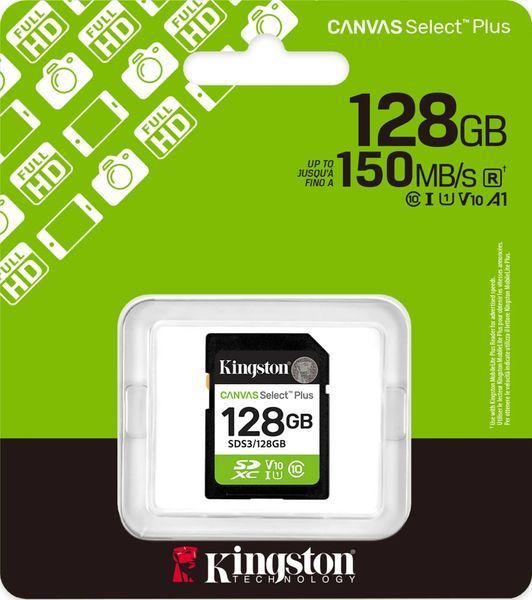 Картка пам'яті Kingston 128 ГБ SDXC Canvas Select Plus Gen3 (SDS3/128GB)