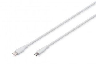 Кабель USB-C > Lightning зарядки/синхронизации, DIGITUS, 2м, USB 2.0, 60W, силиконовый, белый