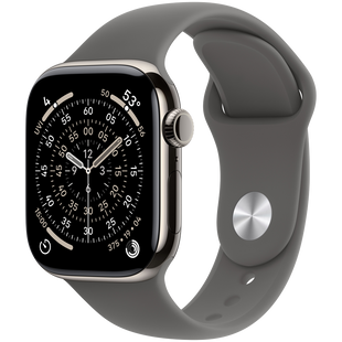 Смарт-годинник Apple Watch Series 11 GPS + Cellular 42mm Natural Tit. Case w. Stone Gray Sport Band - S/M (MF8M4)