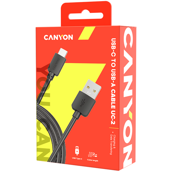 Кабель CANYON UC-2 Чорний (CNE-USBC2B), Черный
