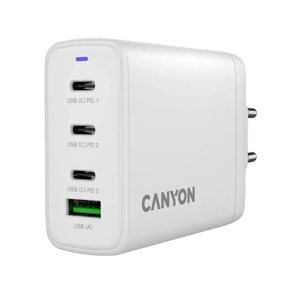 Зарядное устройство Canyon OnCharge 120 GaN 120 Вт 3&times;USB-C + 1&times;USB-A белое EU (CNS-CUW120ACC)