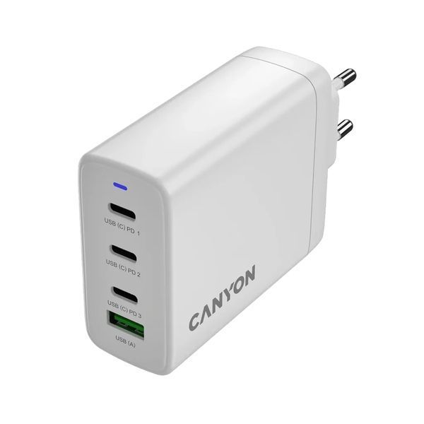 Зарядное устройство Canyon OnCharge 120 GaN 120 Вт 3&times;USB-C + 1&times;USB-A белое EU (CNS-CUW120ACC)