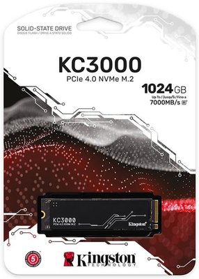 Накопичувач SSD Kingston M.2 1TB PCIe 4.0 KC3000 (SKC3000S/1024G)