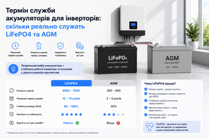 Термін служби акумуляторів для інверторів: скільки реально служать LiFePO4 та AGM фото
