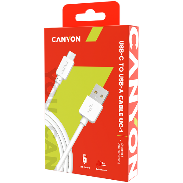 Кабель CANYON UC-1 Белый (CNE-USBC1W), Белый