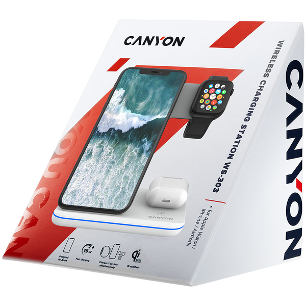 Беспроводное зарядное устройство CANYON WS-303 Белый (CNS-WCS303W)