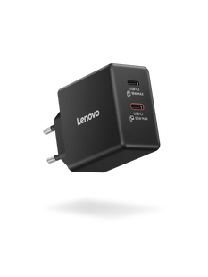 Зарядний пристрій Lenovo Dual USB-C 65W GaN 2&times;USB-C чорний EU (40AW065BEU)