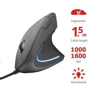 Миша Trust Verto Ergonomic вертикальна дротова USB, чорний (22885_TRUST)