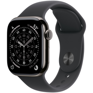 Смарт-годинник Apple Watch Series 11 GPS + Cellular 42mm Slate Titanium Case w. Black Sport Band - S/M (MF8R4)