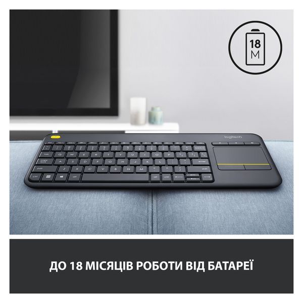 Клавіатура Logitech K400 Plus Touch Black (L920-007145)