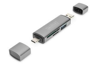 Кардрідер-хаб DIGITUS USB-C / USB-A для SD і microSD, 1x USB 3.0, OTG, алюмінієвий (DA-70886)