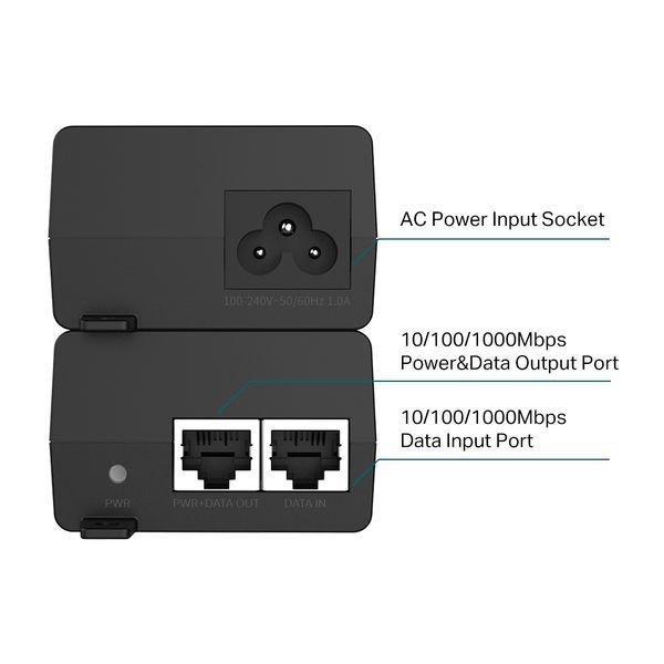 PoE+ інжектор TP-Link POE160S 1&times;GbE 802.3af/at 30 Вт (POE160S)