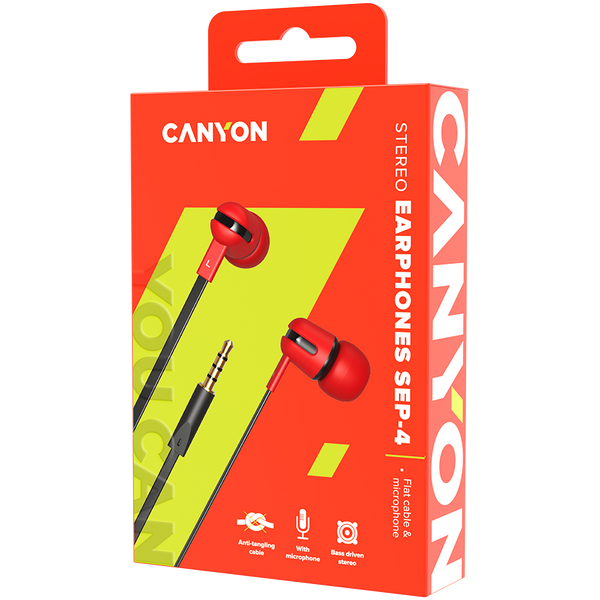Навушники CANYON SEP-4 Червоний (CNS-CEP4R), Червоний