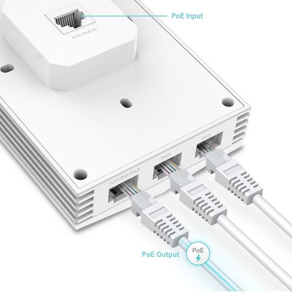 Точка доступу TP-LINK EAP655 WALL AX3000 1xGE out 3xGE PoE MU-MIMO (EAP655-WALL)