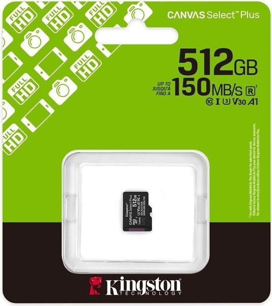 Картка пам'яті Kingston Canvas Select Plus Gen3 microSDXC 512 ГБ (SDCS3/512GBSP)