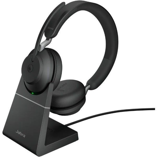 Бездротова стереогарнітура Jabra Evolve2 65 Link380c MS Stereo Stand Black з USB-C адаптером і підставкою (26599-999-889)