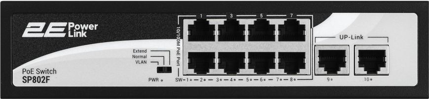Комутатор 2E PowerLink SP802F 8xFE PoE+, 2xFE Uplink, 96Вт (2E-SP802F-2)