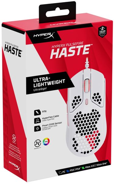 Ігрова миша HyperX Pulsefire Haste USB, White/Pink (4P5E4AA)