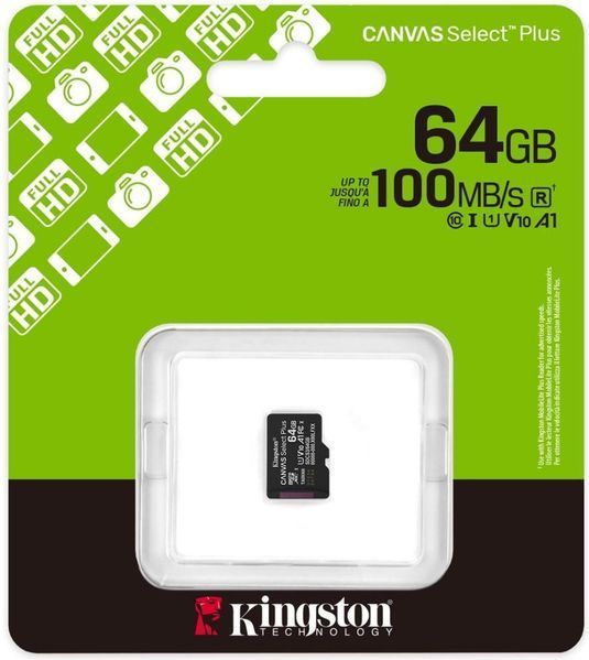 Картка пам'яті Kingston Canvas Select Plus Gen3 microSDXC 64 ГБ, без адаптера (SDCS3/64GBSP)