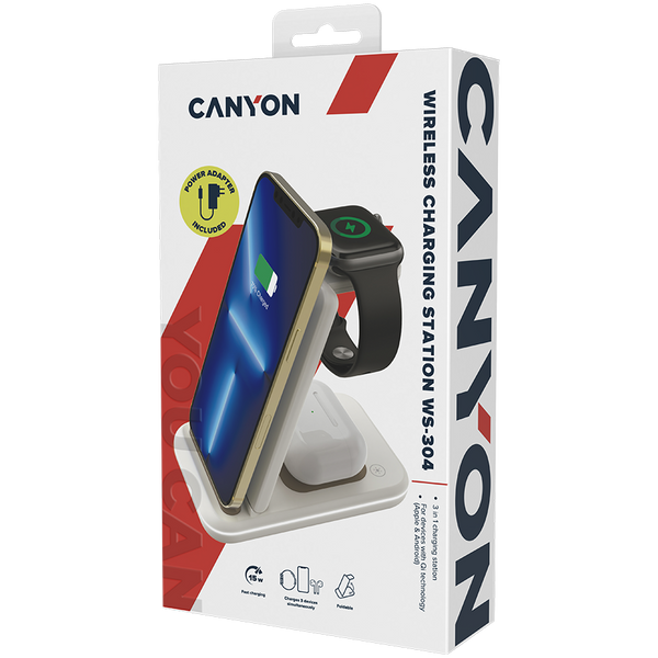 Бездротовий зарядний пристрій CANYON WS-304 Кремовий (CNS-WCS304CL)