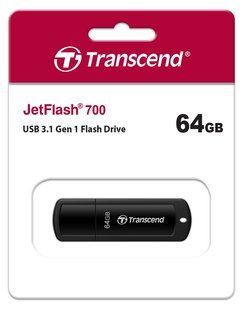 Накопичувач USB 3.1 Transcend 64GB Type-A JetFlash 700 Black (TS64GJF700)