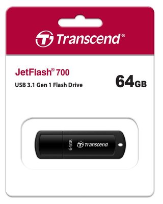 Накопичувач Transcend 64GB USB 3.1 Type-A JetFlash 700 Black