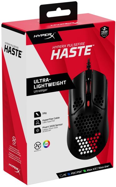 Ігрова миша HyperX Pulsefire Haste USB, Black/Red (4P5E3AA)