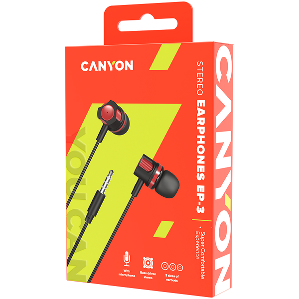 Навушники CANYON EP-3 Червоний (CNE-CEP3R), Червоний