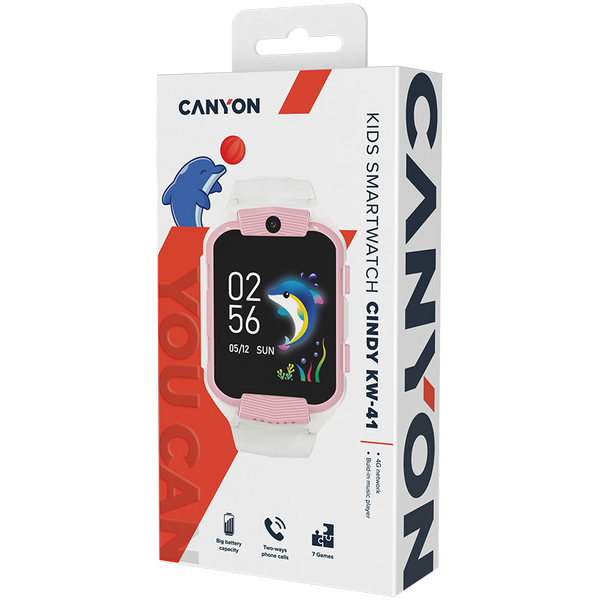 Детские смарт-часы CANYON KW-41 Cindy Бело-розовые (CNE-KW41WP), Белый
