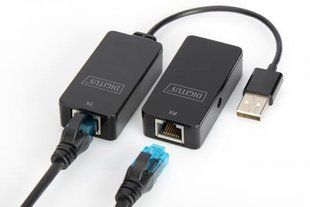Удлинитель DIGITUS USB 2.0 - UTP Cat5, 50м, черный