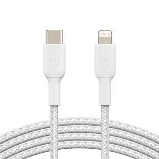 Кабель Belkin BoostCharge USB-C &mdash; Lightning 1 м, плетёный, белый (CAA004BT1MWH)