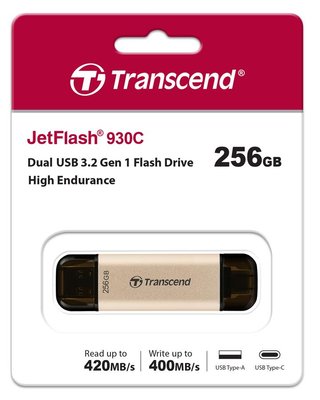 Накопичувач Transcend 256GB USB 3.2 Type-A + Type-C JetFlash 930 Black R420/W400MB/s