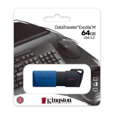 Накопичувач Kingston 64GB USB 3.2 Type-A Gen1 DT Exodia M Black Blue - Suricom