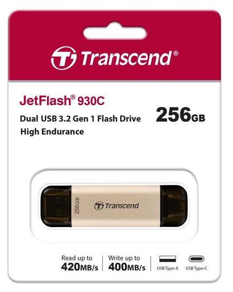 Накопичувач Transcend 256GB USB 3.2 Type-A + Type-C JetFlash 930 Black R420/W400MB/s