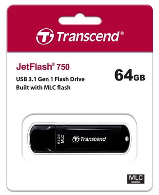 Накопичувач Transcend 64GB USB 3.1 Type-A JetFlash 750 Black
