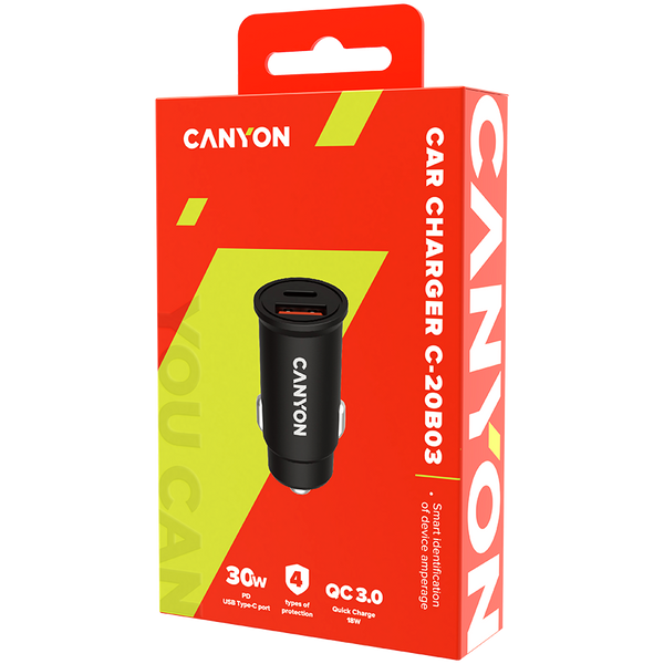 Автомобильное зарядное устройство CANYON C-20B03 Черный (CNS-CCA20B03)