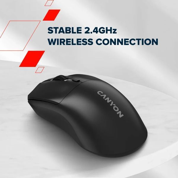 Мышь беспроводная Canyon OnClick W06 2,4 ГГц 1600 DPI 4 кнопки оптическая чёрная (CNE-CMSW06B)