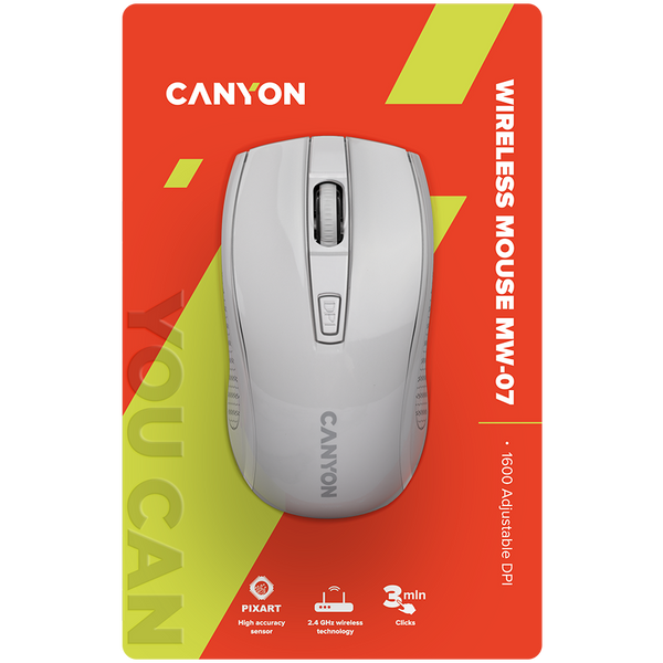 Беспроводная мышь CANYON MW-7 Белая (CNE-CMSW07W)
