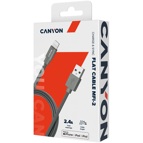 Кабель CANYON MFI-2 Темно-сірий (CNS-MFIC2DG), Темно-сірий