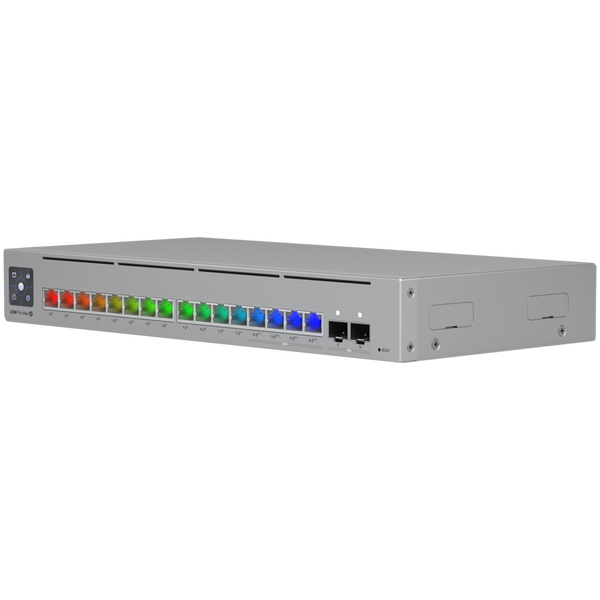Керований PoE-комутатор Ubiquiti UniFi Pro Max 16 PoE 12 &times; GbE PoE+, 4 &times; 2.5G PoE++, 2 &times; SFP+, 180 Вт (USW-PRO-MAX-16-POE-EU)