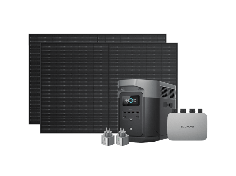 Комплект энергонезависимости EcoFlow PowerStream – микроинвертор 600W + зарядная станция Delta Max 2000 + 2 x 400W стационарные солнечные панели