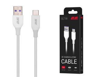 Кабель 2E USB-A > USB-C Glow для зарядки и синхронизации, 1 м, белый (2E-CCAC-WH)